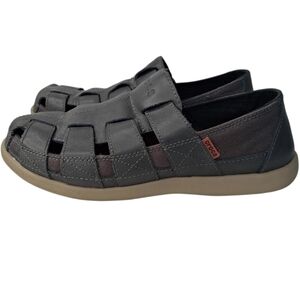 CROCS Santa Cruz Leather Fisherman Sandals Men's Size 9 Black